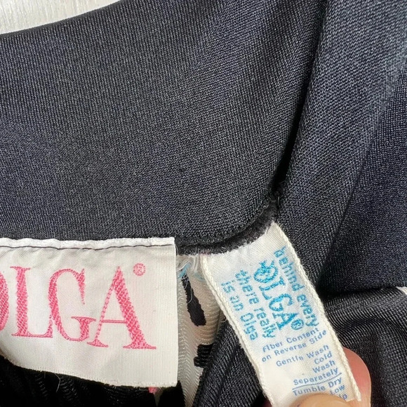 Olga Vintage 1970s Black Psychedelic Butterfly Maxi Dress Size 10 equal 4/6 - Picture 12 of 15